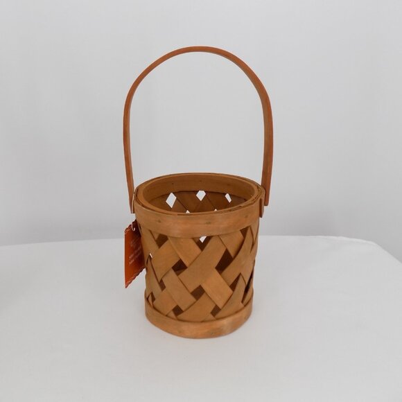 Set of 2 Ashland Fall Autumn Ash Chipwood Woven Mini Basket Wooden Handle New - Picture 4 of 12